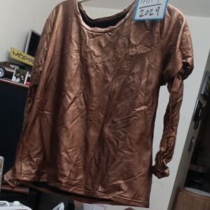 SHEIN Metallic Copper Long Sleeve Shimmer Top